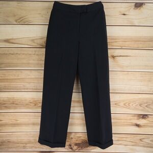 Parisian Signature Dress Pants Womens Sz 6 Black Cuffed Leg High Rise Flat Front